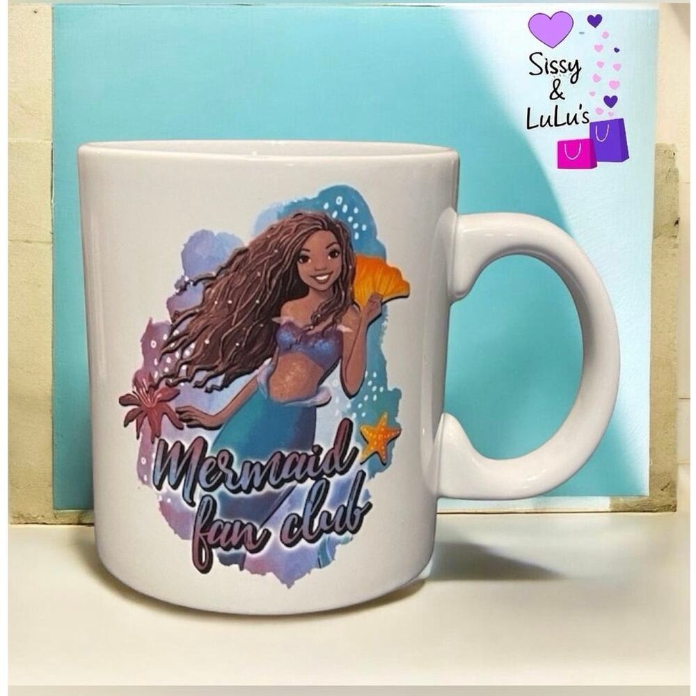 Disney The Little Mermaid Mermaid Fan Club Coffee Mug Cup White Graphic